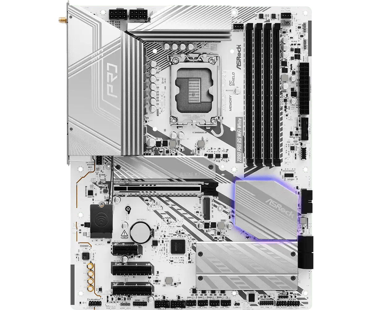 ASRock Z890 Pro RS WiFi White LGA1851 Socket Gaming Motherboard - Vektra Computers LLC ASRock Z890 Pro RS WiFi White LGA1851 Socket Gaming Motherboard - Vektra Computers LLC